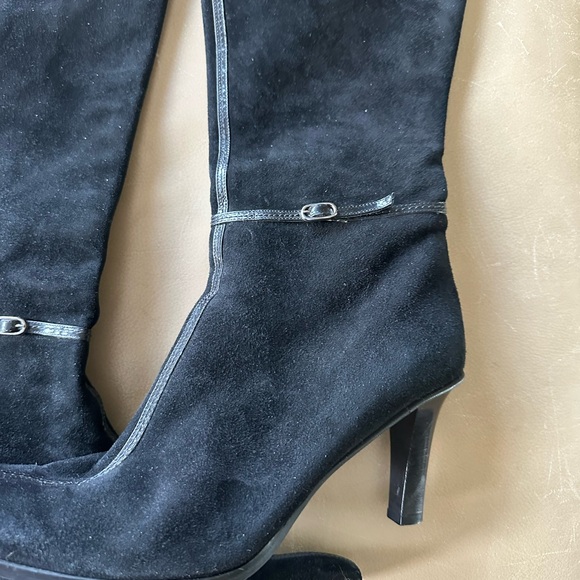 Leather Bellofatto Black Suede 3” Heel Knee-High Women's Boots BT26 - Picture 8 of 13